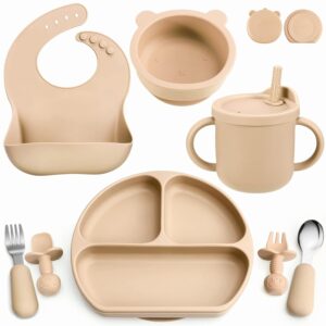 Silicone Baby Feeding Set – BPA-Free Bowl, Spoon & Bib(8pcs)